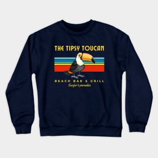 Tipsy toucan, retro beach bar and grill dive and surf Crewneck Sweatshirt